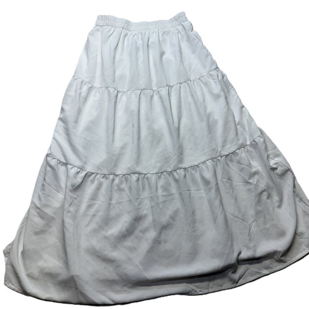 Annebouti White Tiered Maxi Skirt Women’s Small Elastic Waist Boho Cottagecore